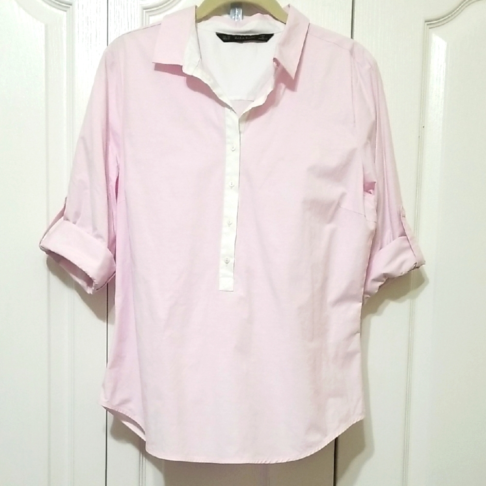 Zara Basic Henley Roll-Tab Shirt